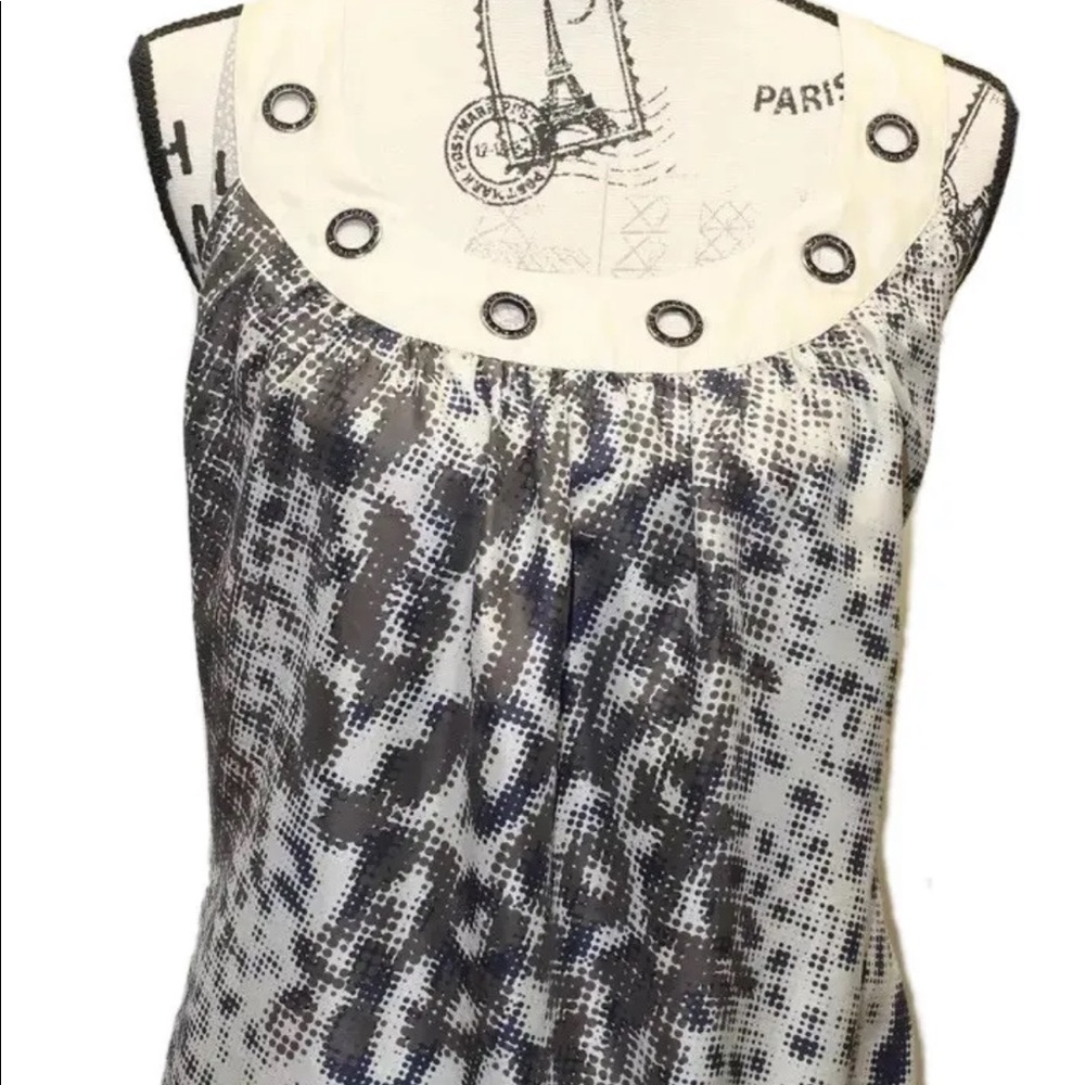 Guess Women Black/ Brown Animal Print Silk Halter Blouse XL